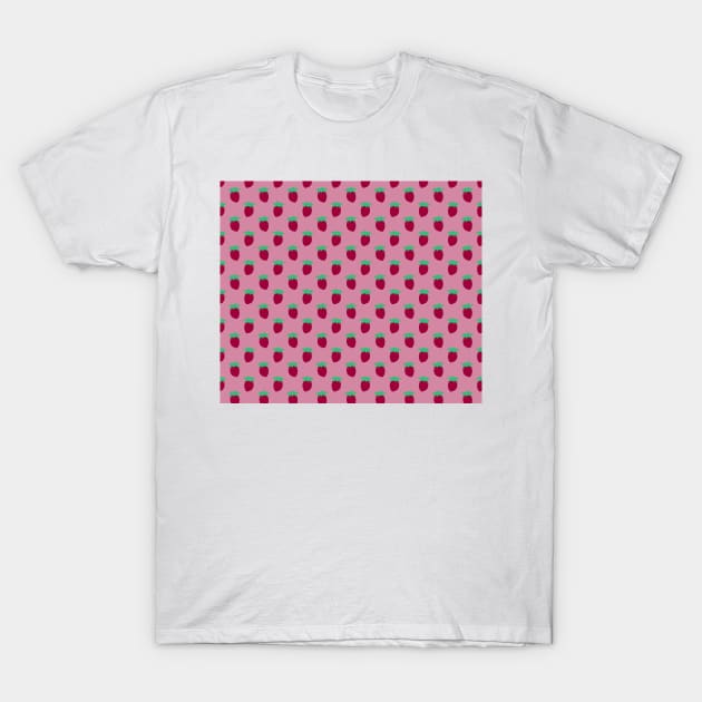 Pink Strawberry Pattern T-Shirt by saradaboru